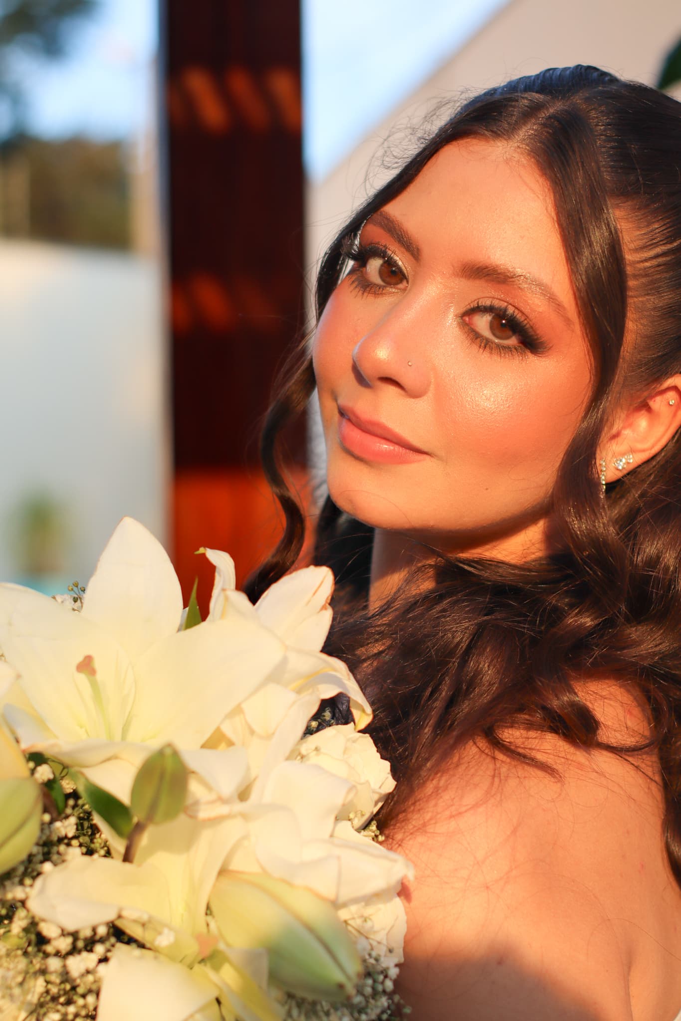 Retrato de noiva golden hour